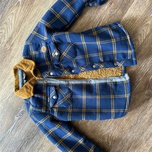 Eddie Bauer Blue and Yellow Jean Jacket with Relaxed Fit